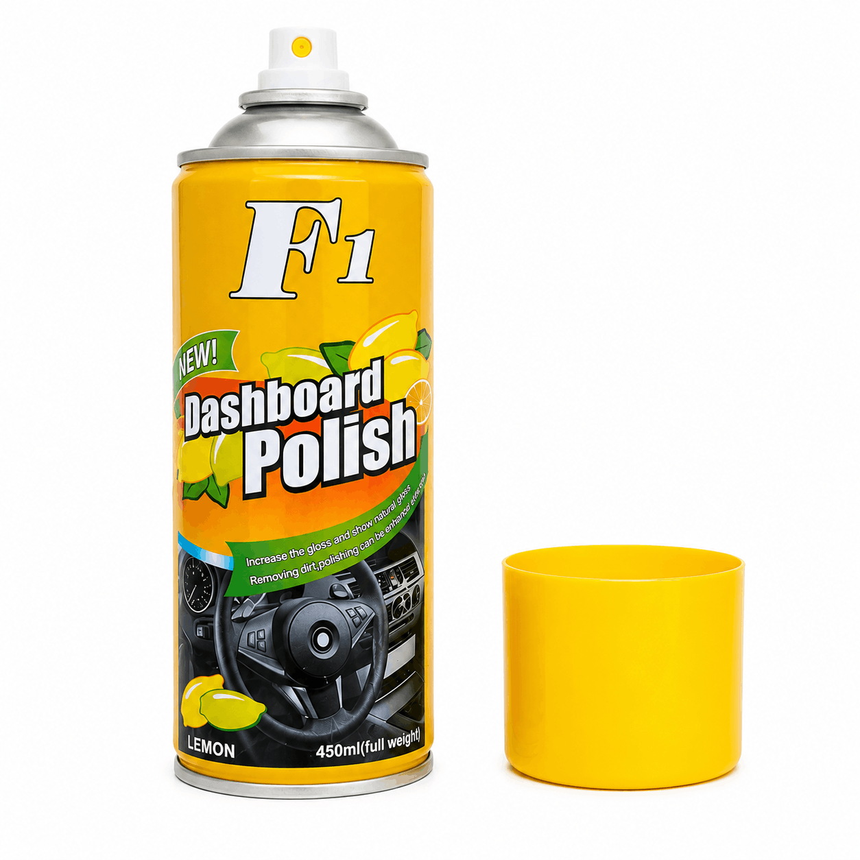 Sprej për Shkëlqim dhe Pastrim të Tabelës së Automjetit F1 Lemon 450ml