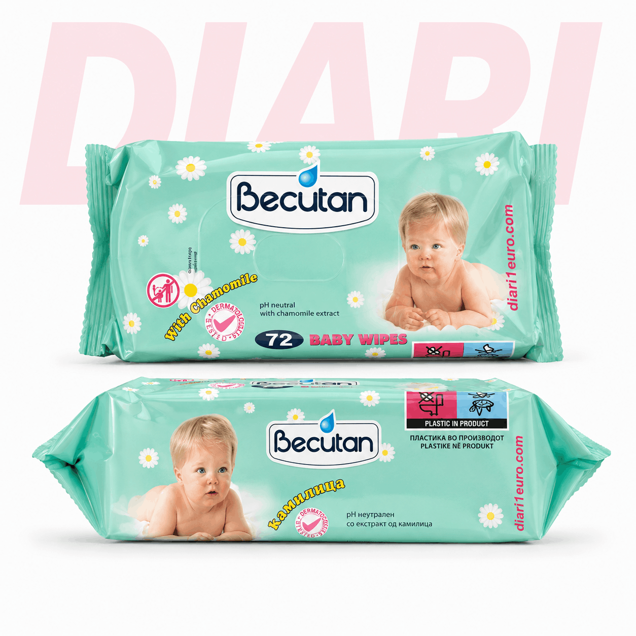 Palloma të Lagta për Bebe me Kamomil 72 Copë – Becutan