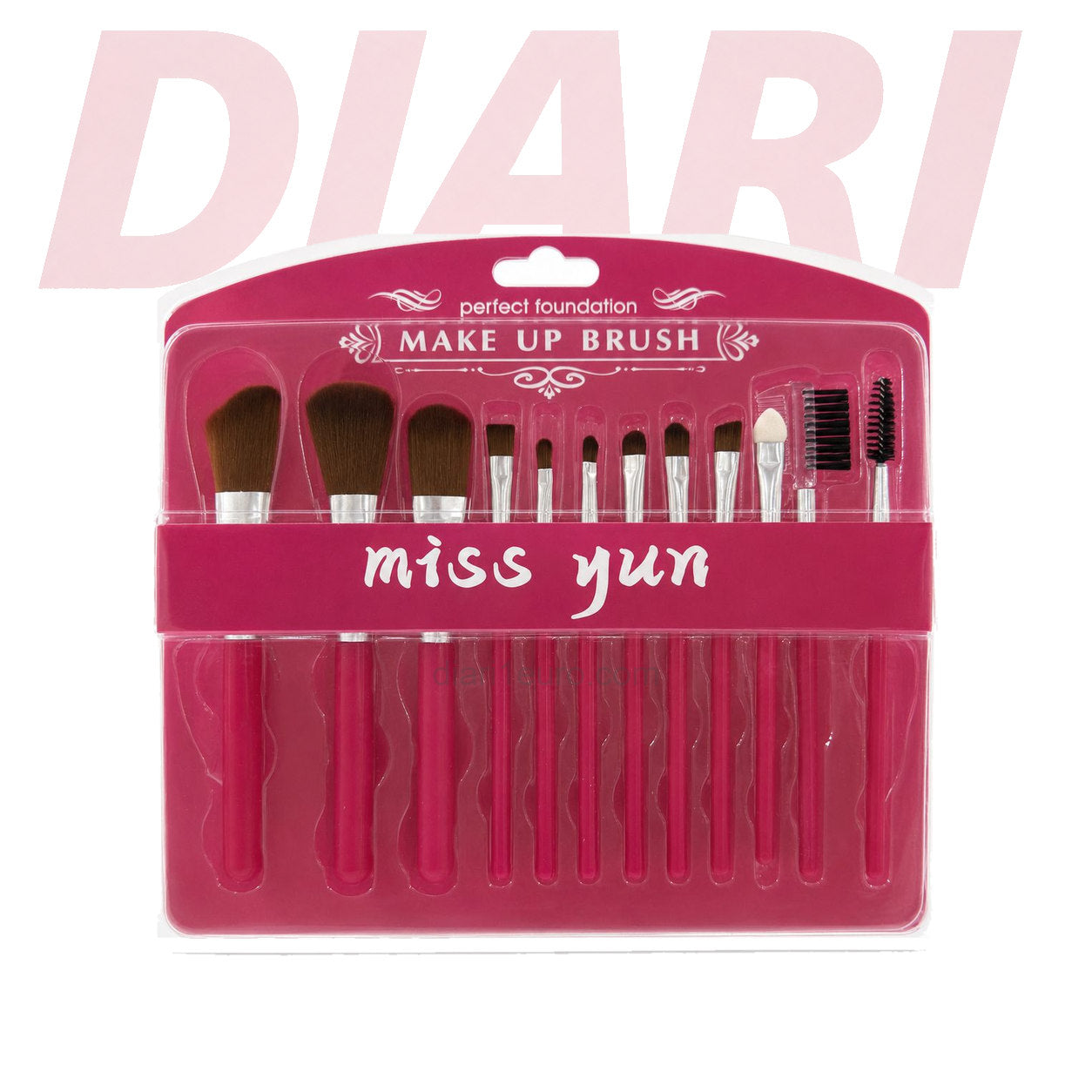 Set furçash makeup Miss Yun në kuti rozë