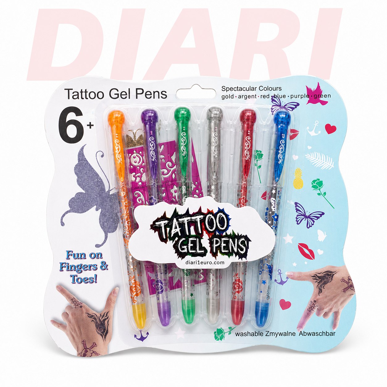 Set stilolapsash xhel për tatuazhe, 6 copë
