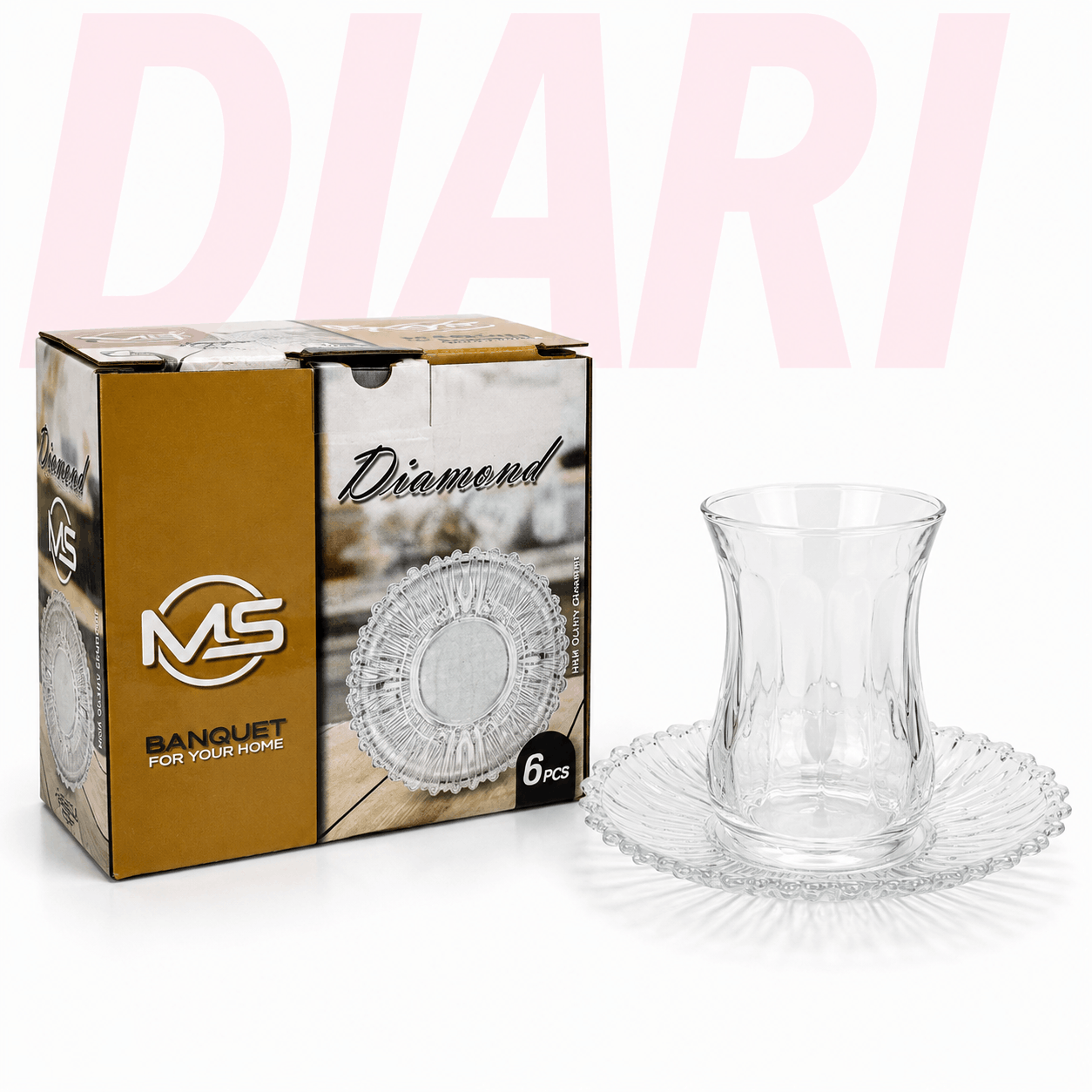 MS Diamond Set Tabllash për Çaj 6 Copë