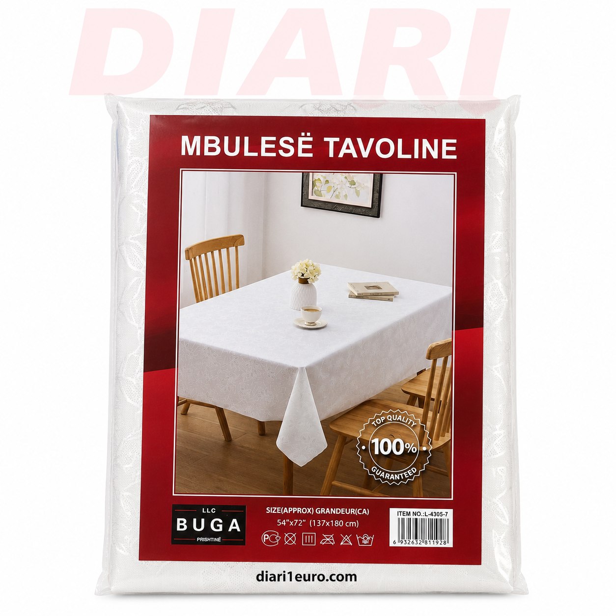Mbulesë tavoline Buga, e bardhë