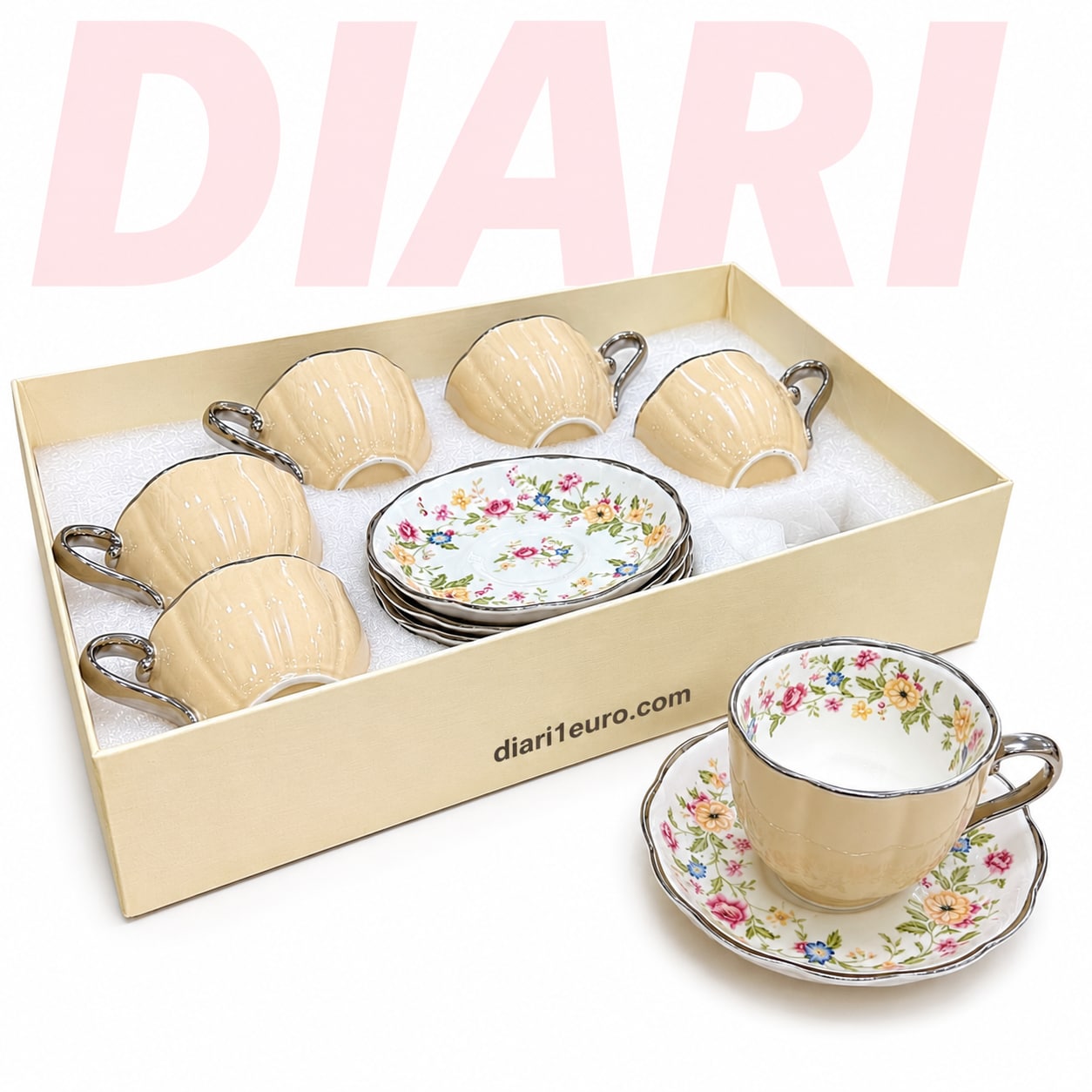 Set filxhanësh me pjatëza, dizajn floral